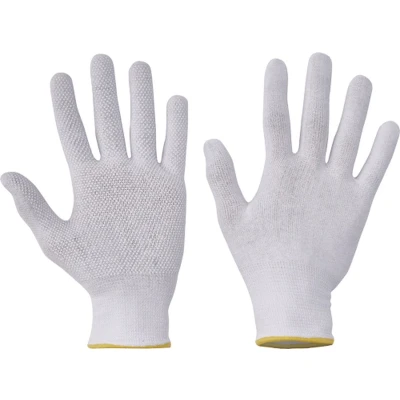 Afbeelding van Cerva BUSTARD Evo handschoen katoen+PVC dots 01060016 12 stuks Wit 11