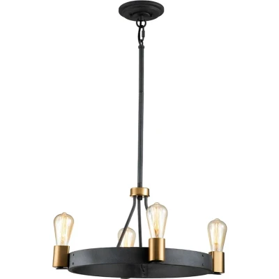Afbeelding van Hinkley LED Pendelarmatuur Silas 4X E27 Max 60W Dimbaar Aged Zinc &amp; Heritage Brass