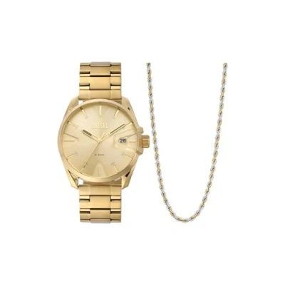 Afbeelding van Diesel heren MS9 horloge en ketting giftset DZ2163SET in de kleur Goud