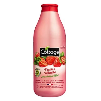 Afbeelding van Cottage Douche/bad, hydraterende melk, aardbeien/munt, 97% ingrediënten van natuurlijke oorsprong, 1 stuk