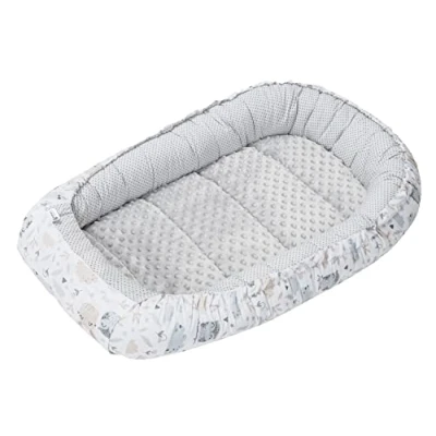 Image de Medi Partners Reducteur de Lit Bebe Réducteur Bébé 100x60x15cm Cocon et Naissance couffin Nid d&#039;ange bilatéral Cale 100% Coton Minky (Glade avec Gris)