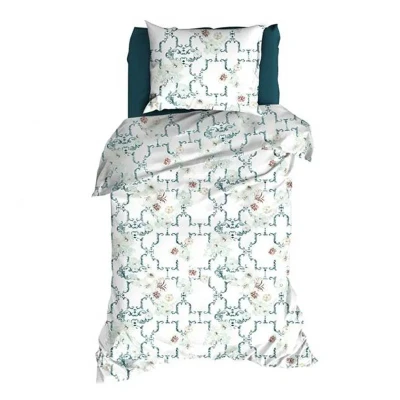 Afbeelding van Satin d&#039;Or Viola Dekbedovertrek Eenpersoons 140x200/220 cm + 1 kussensloop 60x70 Mint/Teal
