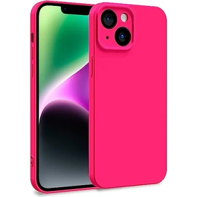 Afbeelding van MyGadget Beschermhoes compatibel met Apple iPhone 14, zachte en soepele hoes van TPU, microvezelvoering, extra dun licht, donkerroze