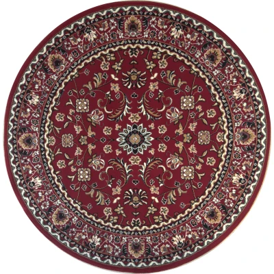 Afbeelding van Klassiek Rood Oosters Nain Collectie Traditioneel Vintage Vloerkleed Tapijt rond Polypropyleen 200 cm