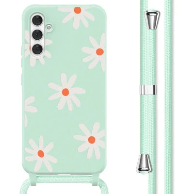 Afbeelding van imoshion hoesje Geschikt voor Samsung Galaxy A54 (5G) met koord Siliconen design Meerkleurig / Green Flower Distance