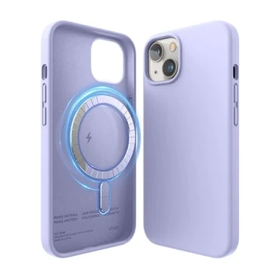 Afbeelding van elago Magnetische siliconen hoes, compatibel met iPhone 13 (6,1 inch), MagSafe, ingewerkte magneten, premium vloeibare siliconen, beschermhoes (paars)