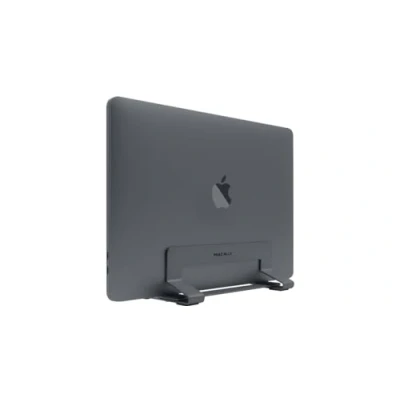 Afbeelding van Macally VCSTAND Verticale laptop standaard voor MacBook Air, Pro en elke met een dikte tussen 1,6 3 cm In breedte verstelbaar Spacegray (Donker grijs)