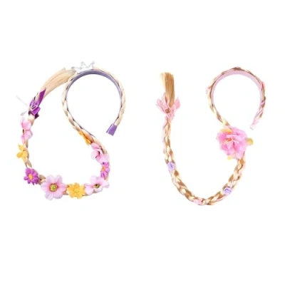 Afbeelding van JDCMEI 2 stuks prinses pruik Rapunzel meisjes lange gevlochten blonde vlechten voor verjaardagsfeest, cosplay