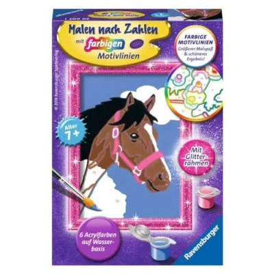 Afbeelding van Paard schilderen op nummer serie F: Met glitterframe