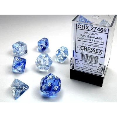 Afbeelding van Chessex Nebula Dark Blue/white Polydice Dobbelsteen Set (7 stuks)