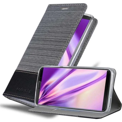 Afbeelding van Cadorabo Hoesje geschikt voor Cubot J3 PRO in GRIJS ZWART Beschermhoes met magnetische sluiting, standfunctie en kaartvakje Book Case Cover Etui