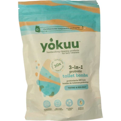 Afbeelding van YOKUU WC Tabletten Toiletreiniger 30 Reiniger met Thijm Zeezout geur Zero Waste Poetsmiddel