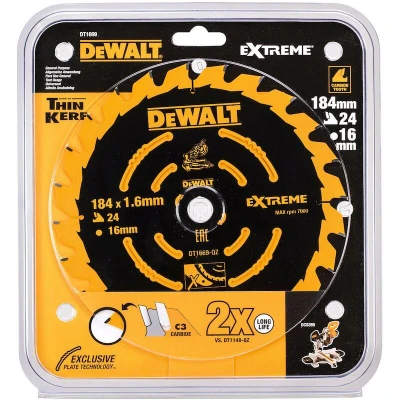 Afbeelding van DeWalt DT1669 Extreme Cirkelzaagblad 184 x 16 24T Hout