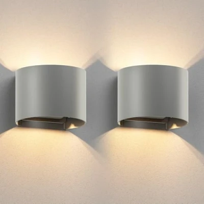 Afbeelding van RUNEL wandlampen, 2 stuks, voor buiten, IP65, up and downlight, mat zwart, rond, max.1 x G9 10 W