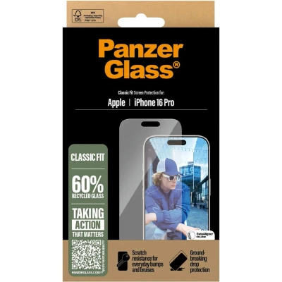 Afbeelding van PanzerGlass Classic Fit Screen Protector Geschikt voor Apple iPhone 16 Pro Tempered Glass Case Friendly Krasbestendig Gehard Glas