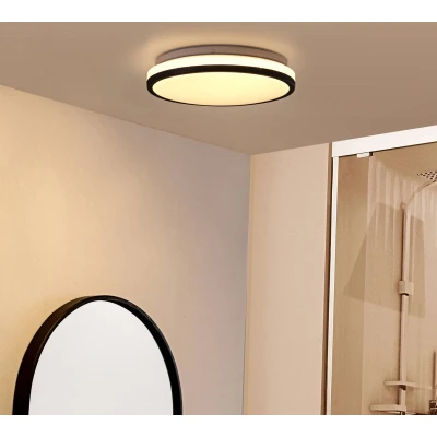 Afbeelding van Lindby LED plafondlamp 1licht Plastic, metaal H: 7 cm wit, zwart Inclusief lichtbron