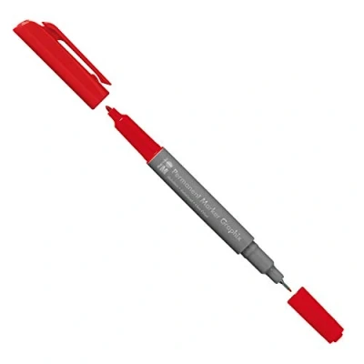 Image de Marabu 01470003031 Marqueur permanent Graphix rouge cerise, avec double pointe 1 2 mm et 0,5 mm, couleurs brillantes, séchage rapide, encre à base d&#039;alcool, faible odeur imperméable