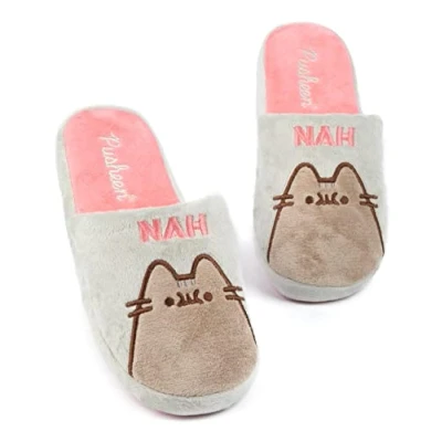 Afbeelding van Pusheen Pantoffels voor vrouwen volwassenen kat nah of huisschoenen bont, grijs.