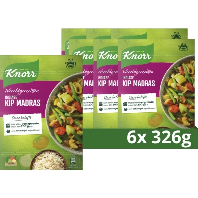 Afbeelding van Knorr Wereldgerechten Indiase Kip Madras Maaltijdpakket 6 x 326 g Voordeelverpakking