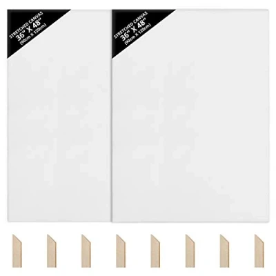 Afbeelding van Kurtzy canvas om te schilderen (2 stuks) 90 x 120 cm Extra groot blanco met houten wiggen Ideaal voor olieverfschilderij, acryl en tekenen schetsen
