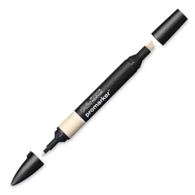 Afbeelding van Winsor &amp; Newton ProMarker 0203628 professionele markeerstiften, 2 punten, dun en breed, voor tekeningen, design lay out, crème