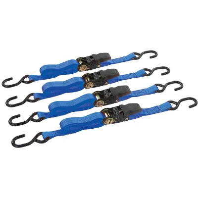 Afbeelding van Silverline S haak sjorband met rubberen ratel handvat, 4 pak m x 25 mm, vermogen 350 kg, capaciteit 700 kg