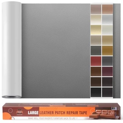Afbeelding van lederen reparatiepatch, zelfklevend, extra groot, 60 x 300 cm, reparatieset, voor meubels, autostoelen, banken, donkergrijs
