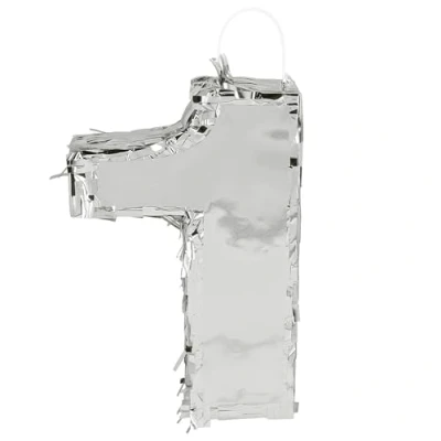 Afbeelding van Boland Pinata cijfers 25 x 16 5 cm Glanzende voor verjaardag en Zilveren Decoratie Bordspel