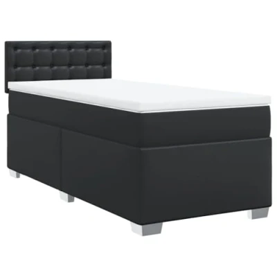 Afbeelding van vidaXL Boxspring met matras kunstleer zwart 90x190 cm