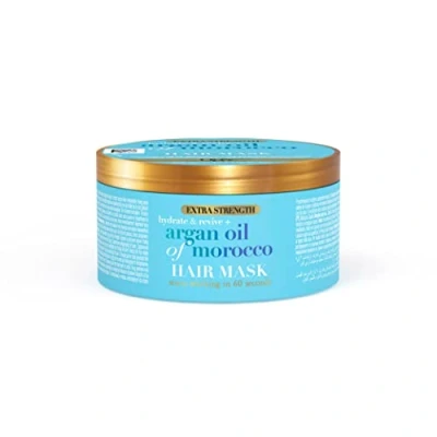 Image de OGX Masque Capillaire Extra Force hydratant &amp; Revitalisant + Huile d&#039;Argan du Maroc (pot de 300 ml)Masque cheveux et réparateur pour abîmésMasque riche des éclatants