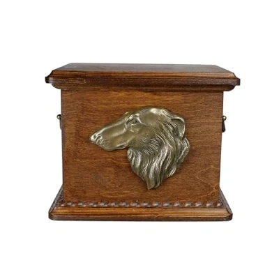 Afbeelding van Persoonlijke urn hond voor Borzoi hond, met gravure en reliëf as.