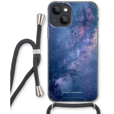 Afbeelding van Case Company® hoesje met Koord geschikt voor iPhone 13 mini Nebula Telefoonhoesje Zwart Extra Bescherming aan alle Kanten en Over de Schermrand