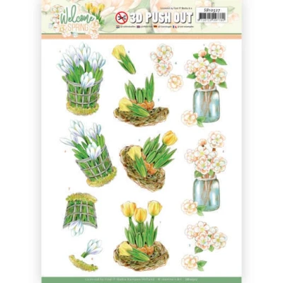 Afbeelding van Yellow Tulips Welcome Spring 3D Push Out Sheet