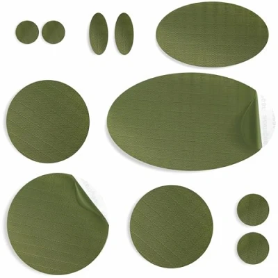 Afbeelding van aZengear Donsjack reparatiepatches Voorgesneden, zelfklevend, waterdicht, scheurvast, nylon, voor het repareren van gaten in kleding, skibroeken (11 stuks, olijfgroen)