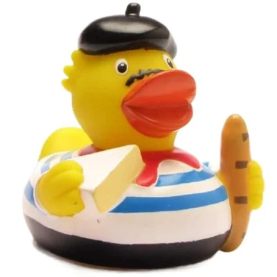 Afbeelding van Duckshop Piepende badeend Frankrijk I deurset sleutels en L: 7,5 cm, geel