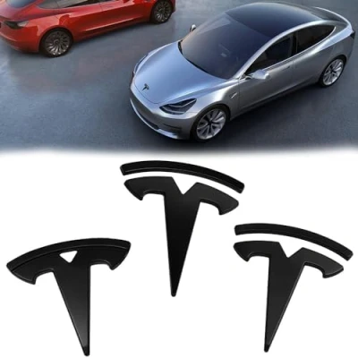 Afbeelding van Autoemblemen voor Tesla Model 3, auto emblemen, decoratieve stickers motorkap, kofferbak, tuning carrosserieonderdelen