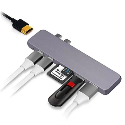 Afbeelding van MMOBIEL 7 in 1 USB C Hub voor MacBook Pro Air Type Double Thunderbolt 3 5K 60HZ
