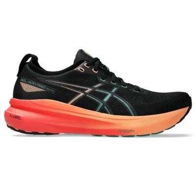 Afbeelding van Asics Gelkayano 31 Hardloopschoenen voor op de weg, Heren, Maat: 49, Black/rainy lake Textiel/ synthetisch
