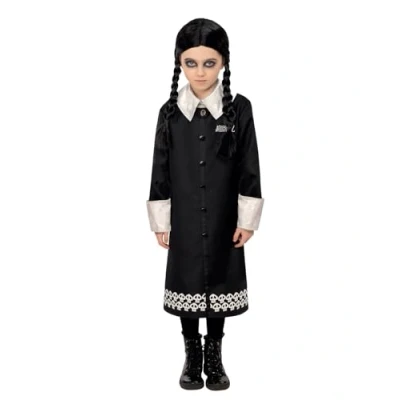 Afbeelding van Smiffy&#039;s Horror Films Kostuum Addams Family Wednesday Spook Kind Meisje Zwart Large Halloween Verkleedkleding