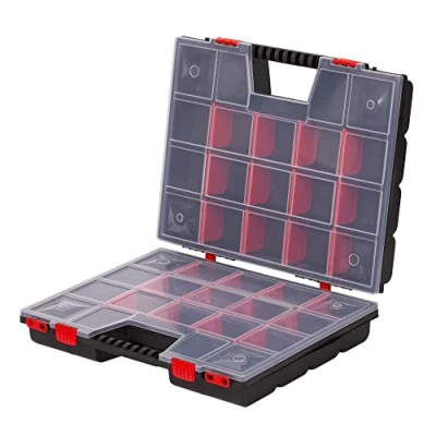 Afbeelding van Mivos Dubbelzijdige opbergdoos, 20 inch, met verstelbare vakken, 2 zijdige organizer, sorteerbox, 490 x 390 130 mm, robuuste gereedschapskist voor werkplaats, gemaakt in de EU