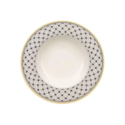 Afbeelding van Villeroy &amp; Boch Audun Promenade soepbord, 24 cm, premium porselein, wit/grijs/geel