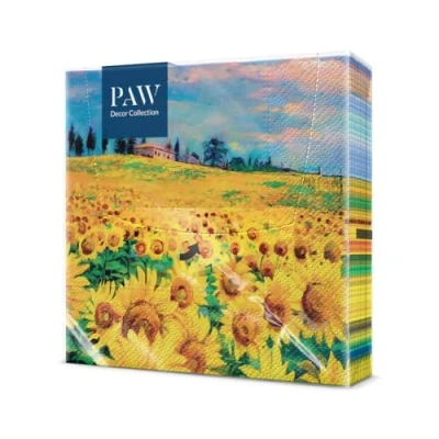 Afbeelding van PAW Napkins 3 laags (33 x 33 cm) I Pack van 20 Perfect for Birthday, Partijen, Meetings Autumn Tafeldecoratie Kleurrijke Paper Zonnebloemen Yellow Petals Painted Sunflowers