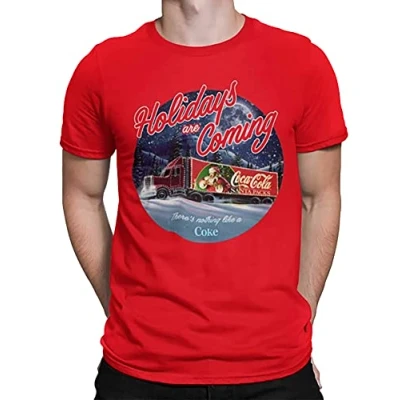 Afbeelding van Coca Cola Holidays are Coming There&#039;s Nothing Like a Coke Truck Unisex T Shirt Rood, Rood