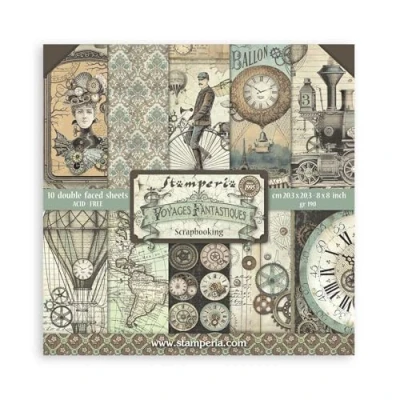 Afbeelding van Stamperia Voyages Fantastiques 8x8 Inch Paper Pack (SBBS30)