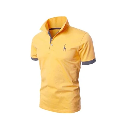 Afbeelding van Letuwj Poloshirt voor heren, button down, korte mouwen, Geel.