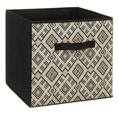 Afbeelding van Opbergmand/kastmand 29 liter zwart/creme polyester 31 x cm Opbergboxen Vakkenkast manden