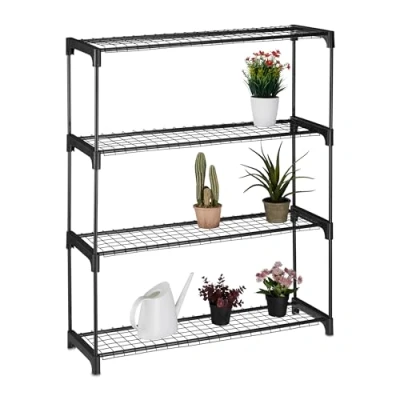 Afbeelding van Relaxdays plantenstandaard 4 etages binnen metaal 106 x 91 28 cm zwart