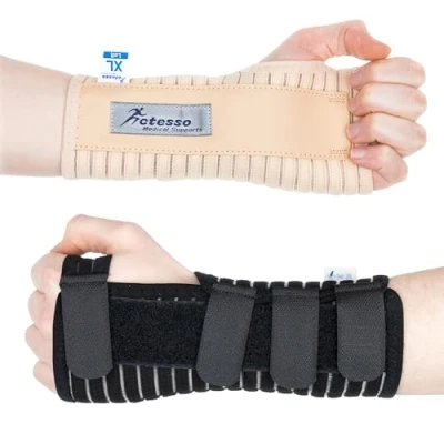 Image de Actesso Respirant Attelle de Poignet Idéal pour Les Fractures, Entorse, tendinite et Le Canal carpien (Noir Gauche, XL)