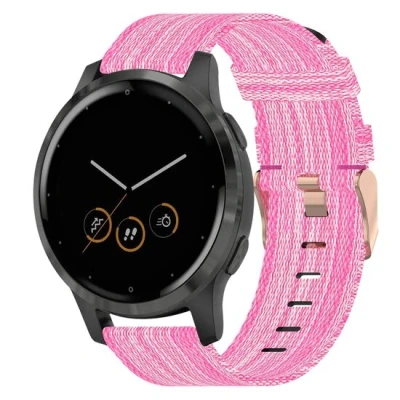 Afbeelding van Garmin Venu 3s / Vivoactive 4s 2s Vivomove Forerunner 255s Canvas nylon bandje Roze