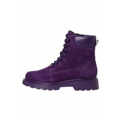 Afbeelding van Tamaris Enkellaarsjes met plateauzool, Dames, Maat: 38, Purple Leer en imitatieleer